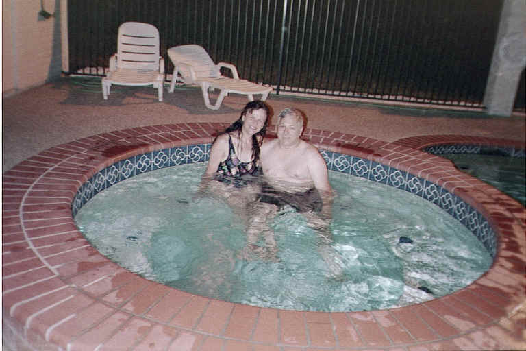 With the temperature in Cleburne at 107 degrees each evening at 7pm, this hot tub didn't really seem to be too "hot" -- but we stayed in until the pool area closed each night!